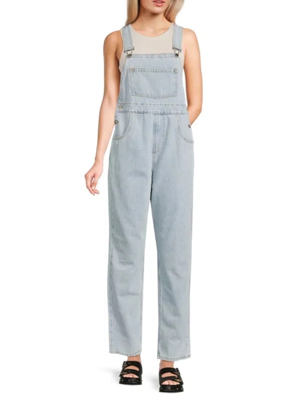 We Wore What Square Neck Light Wash Denim Overalls Like New Medium